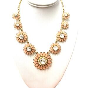 The Limited Peach Clear Rhinestone Pearl Daisy Statement Necklace